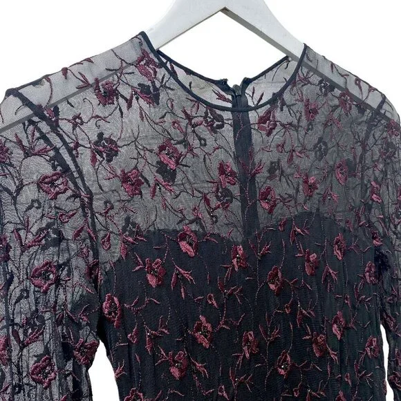 PAMELA DENNIS Couture Silk Evening Gown Sz 10 Formal Long Dress Burgundy Black - Picture 3 of 16